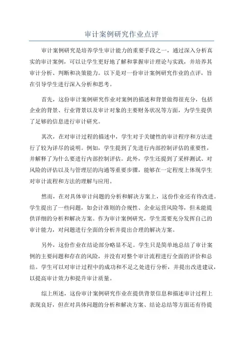 审计案例研究作业点评