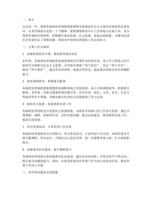 政协界别组年度总结