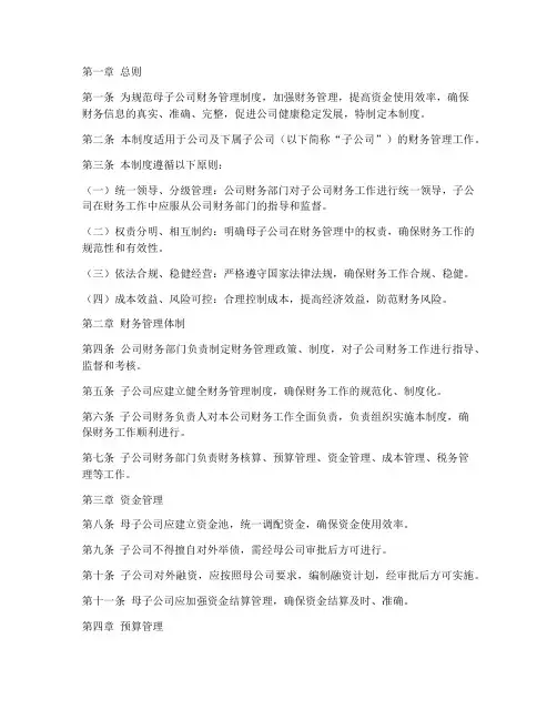 母子公司财务管理制度