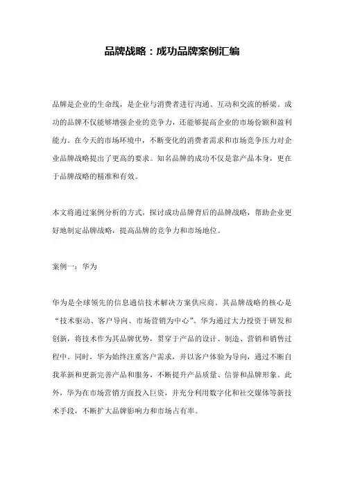品牌战略：成功品牌案例汇编