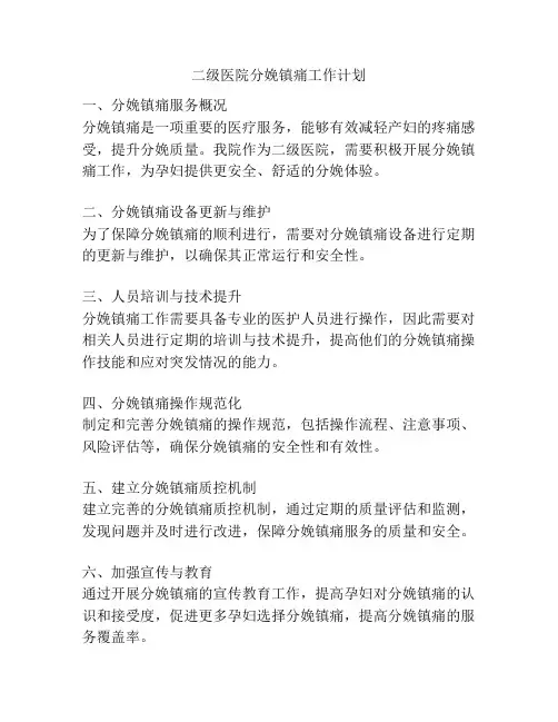 二级医院分娩镇痛工作计划