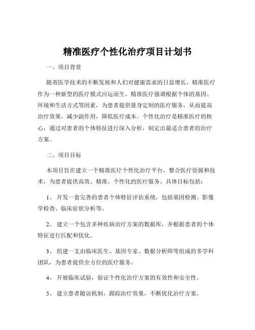 精准医疗个性化治疗项目计划书