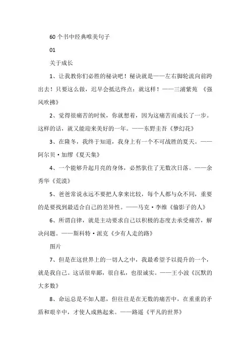 60个书中经典唯美句子