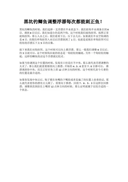 黑坑钓鲫鱼调整浮漂每次都能刺正鱼!
