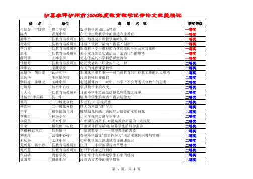 泸县论文获市奖情况
