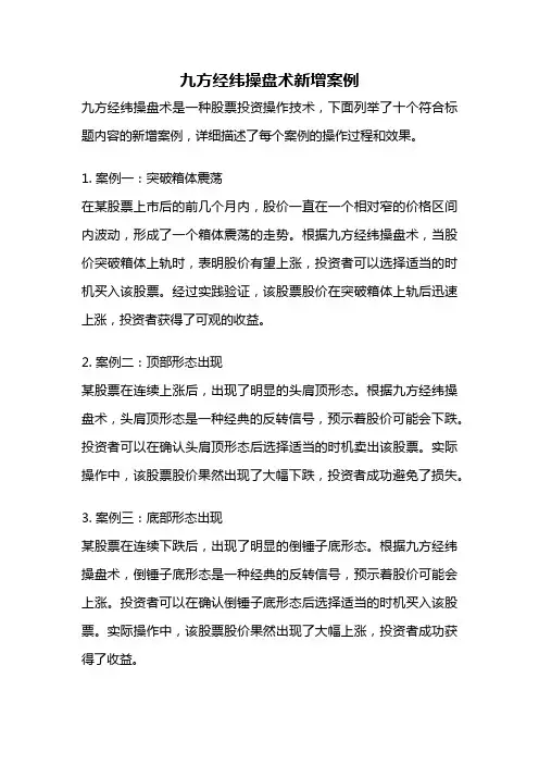 九方经纬操盘术新增案例