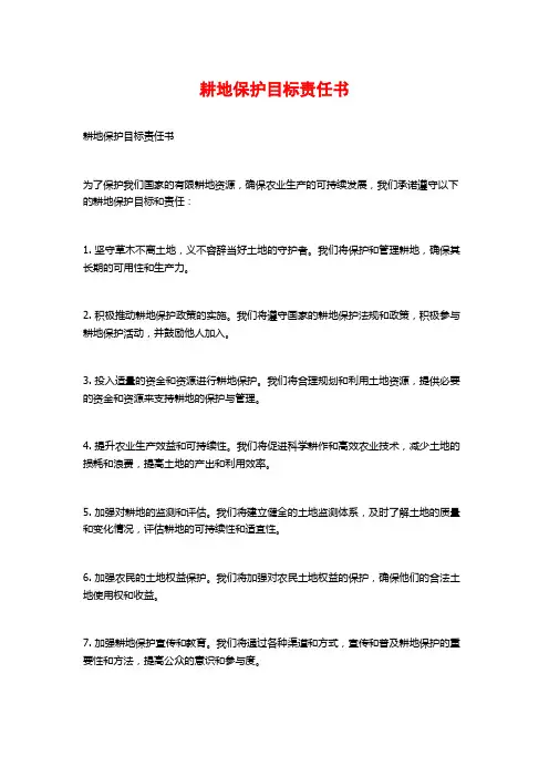 耕地保护目标责任书 (2)