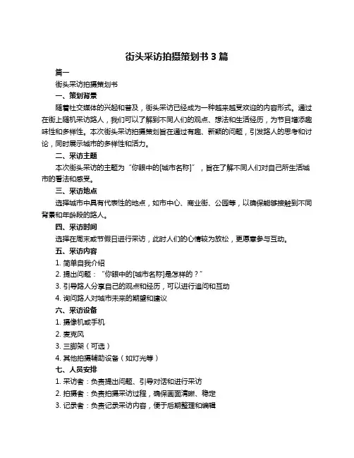 街头采访拍摄策划书3篇