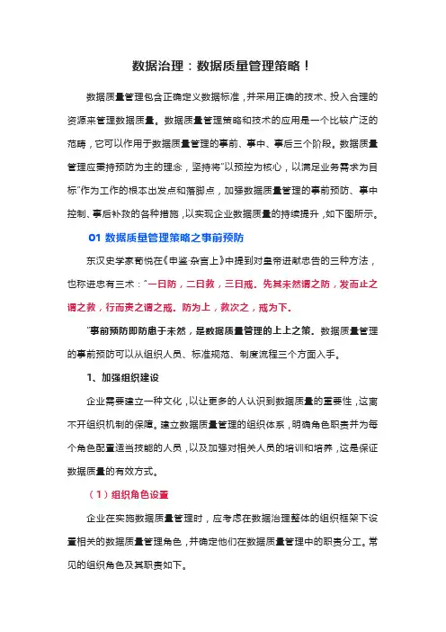 数据治理：数据质量管理策略!