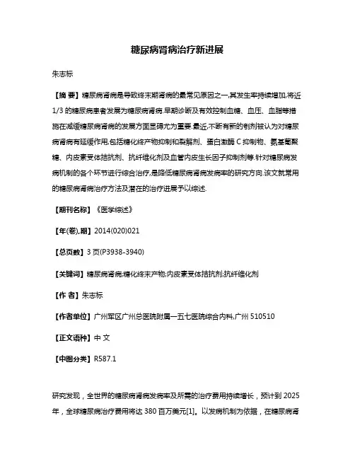 糖尿病肾病治疗新进展