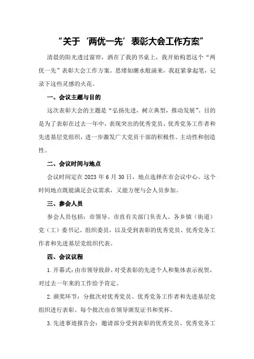 关于“两优一先”表彰大会工作方案