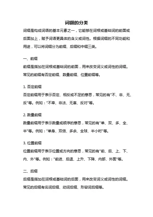 词缀的分类