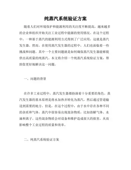 纯蒸汽系统验证方案