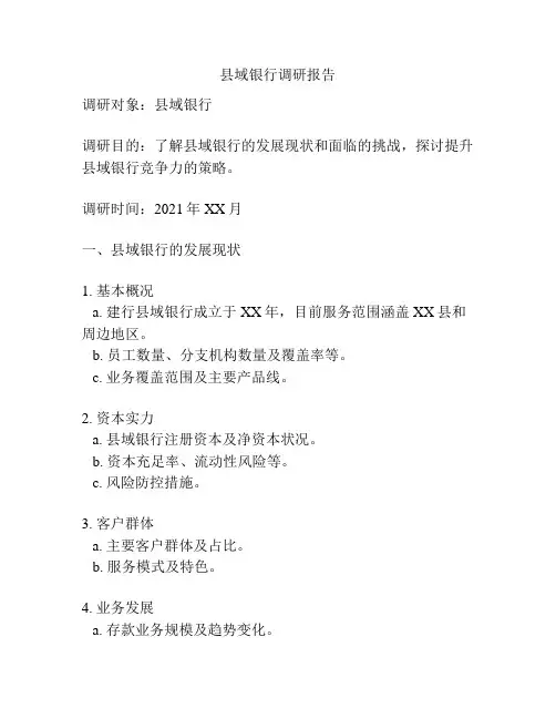 县域银行调研报告