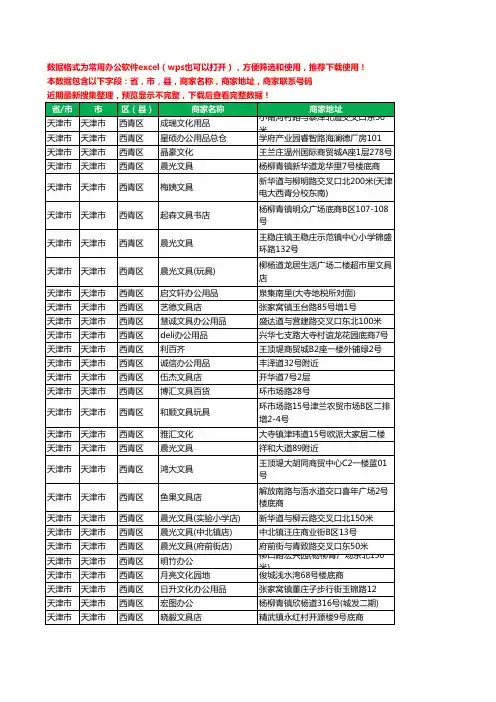 新版天津市天津市西青区办公用品工商企业公司名录名单大全101家