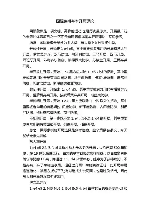 国际象棋基本开局理论