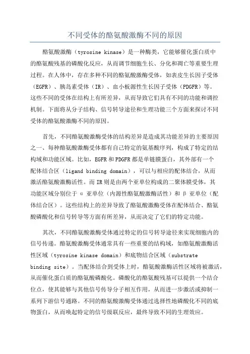 不同受体的酪氨酸激酶不同的原因