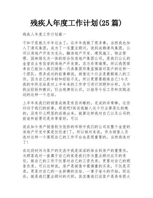 残疾人年度工作计划(25篇)