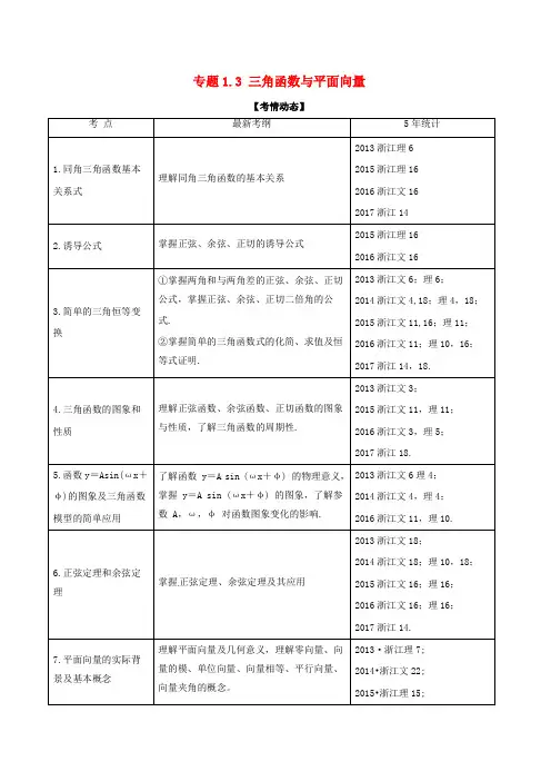 高考数学二轮复习专题 三角函数与平面向量教学案