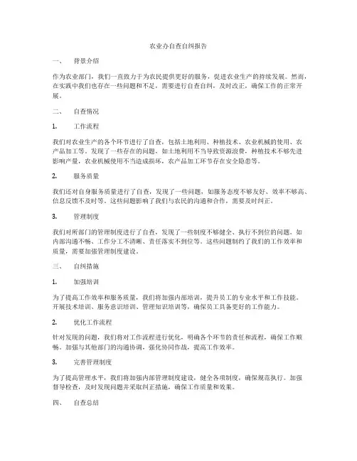 农业办自查自纠报告