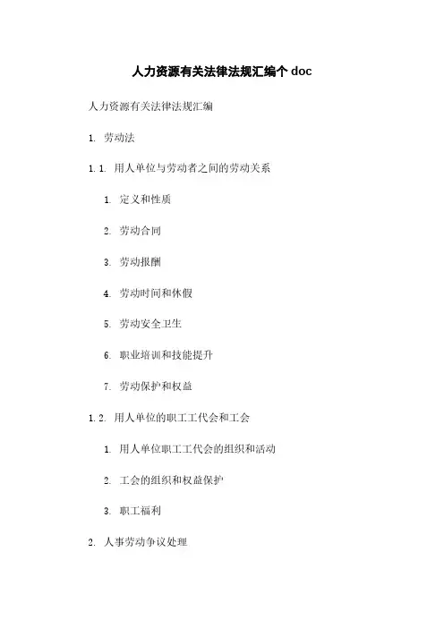 人力资源有关法律法规汇编个doc