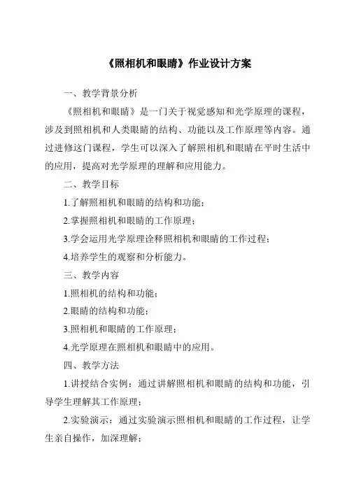 《照相机和眼睛作业设计方案》