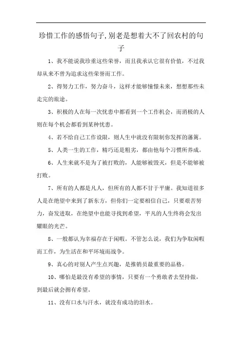 珍惜工作的感悟句子,别老是想着大不了回农村的句子