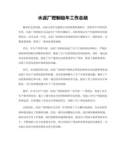 水泥厂控制组年工作总结