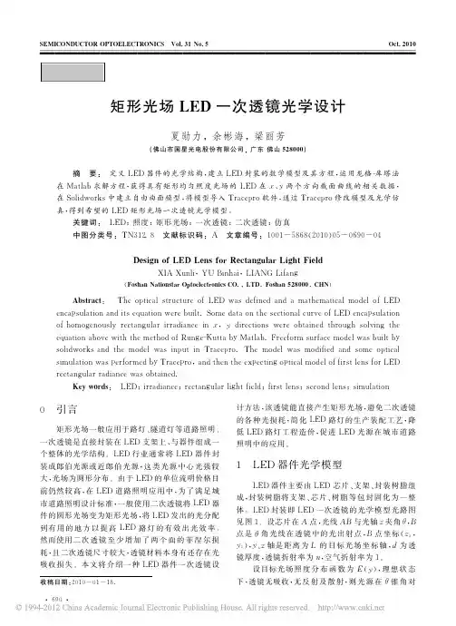 矩形光场LED一次透镜光学设计