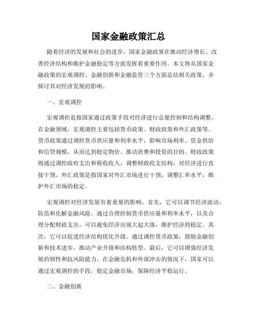 国家金融政策汇总