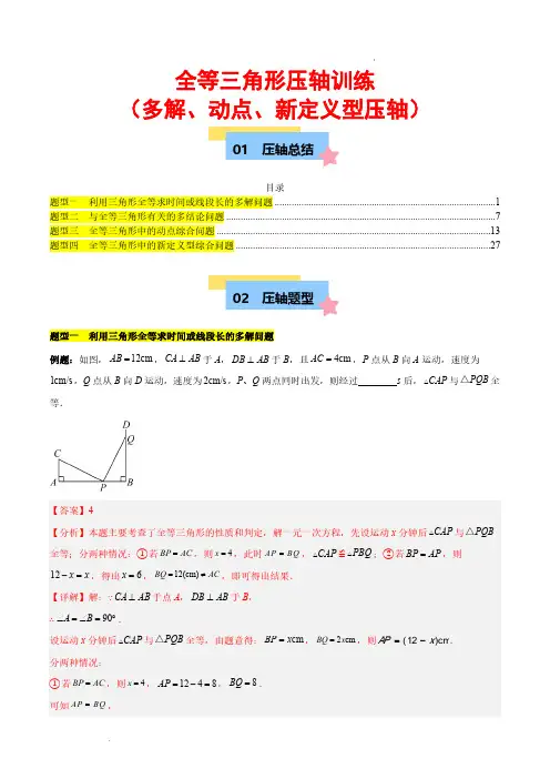 全等三角形压轴训练(多解、动点、新定义型压轴)(解析版)—24-25学年八年级数学上册单元(人教版)