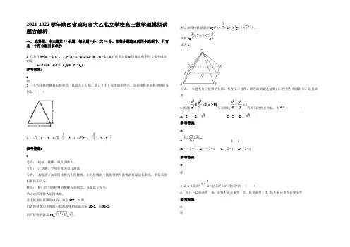 2021-2022学年陕西省咸阳市大乙私立学校高三数学理模拟试题含解析