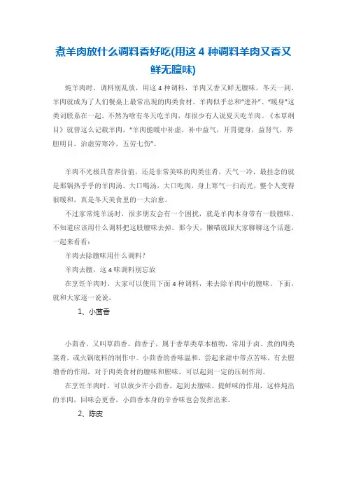 煮羊肉放什么调料最香最好吃