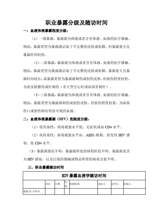 (完整版)职业暴露分级及随访时间