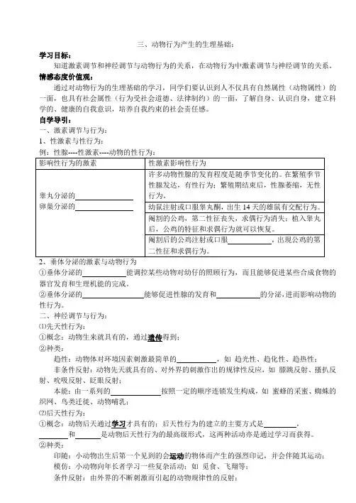 动物行为产生的生理基础