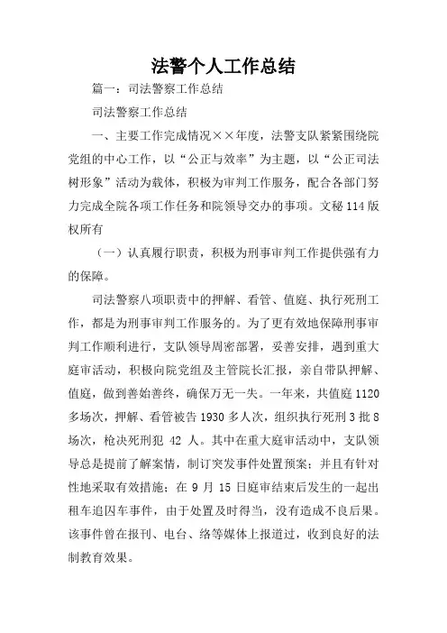 法警个人工作总结