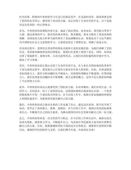 中青班培训心得体会范文