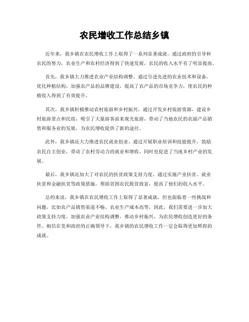农民增收工作总结乡镇