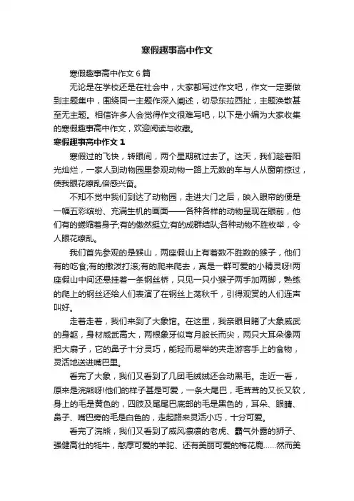 寒假趣事高中作文6篇