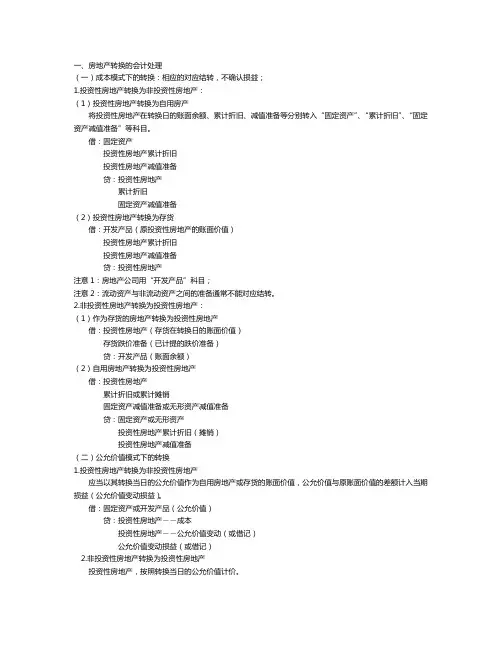 中财-房地产转换的会计处理