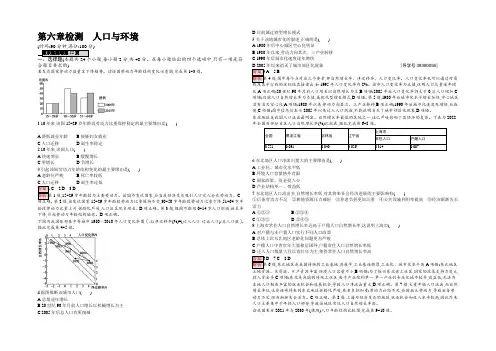 2022年高考地理一轮复习(湘教版)第六章检测 人口与环境 Word版含答案