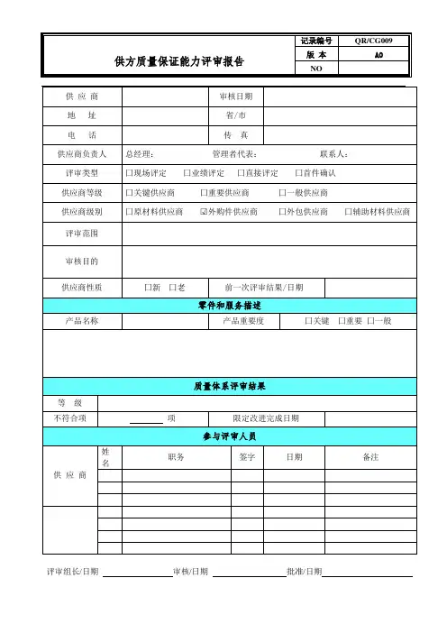 供应商现场审核检查表