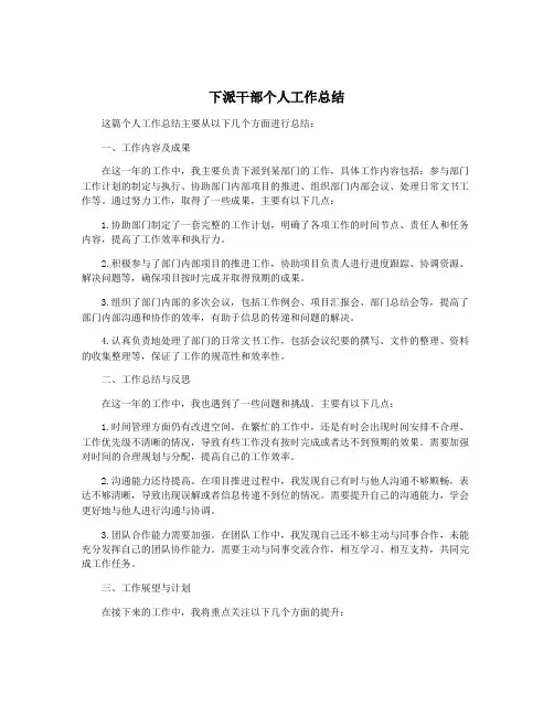 下派干部个人工作总结