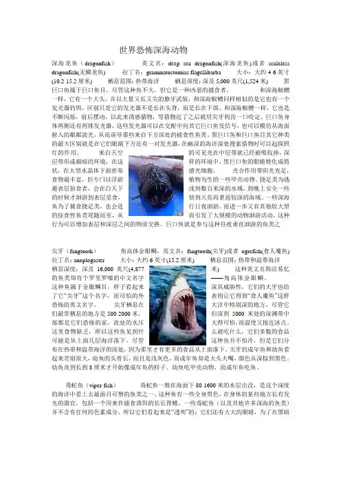 世界恐怖深海动物