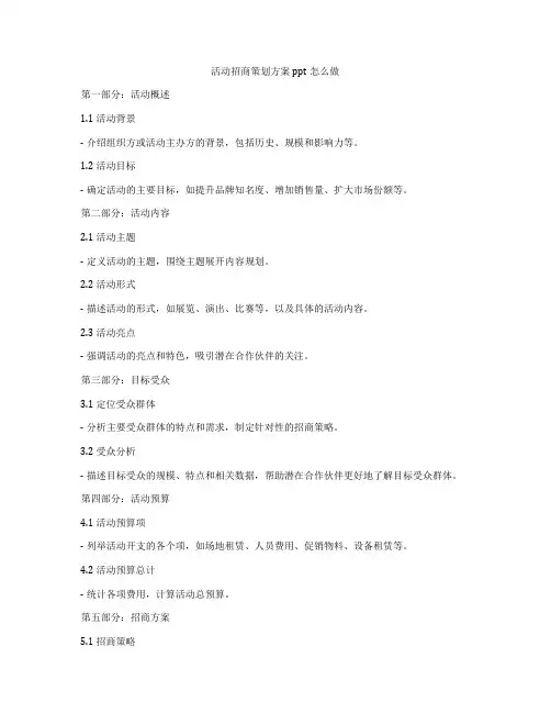 活动招商策划方案ppt怎么做