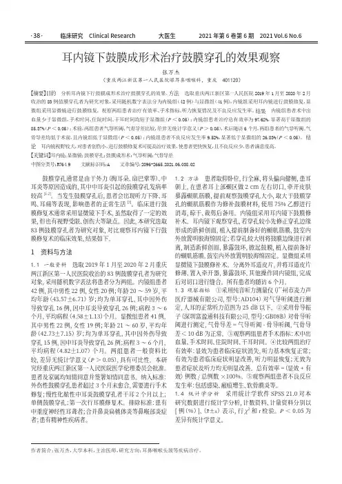 耳内镜下鼓膜成形术治疗鼓膜穿孔的效果观察