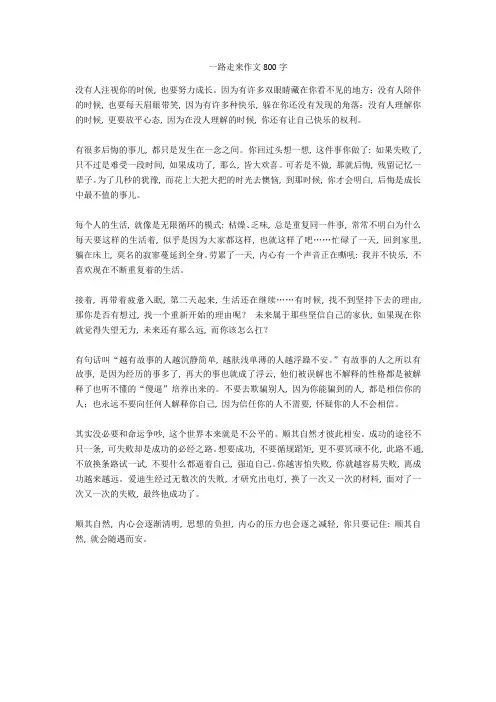一路走来作文800字