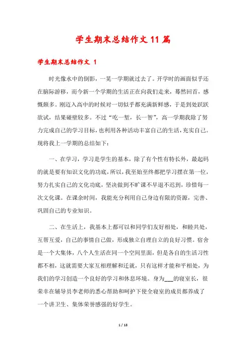 学生期末总结作文11篇
