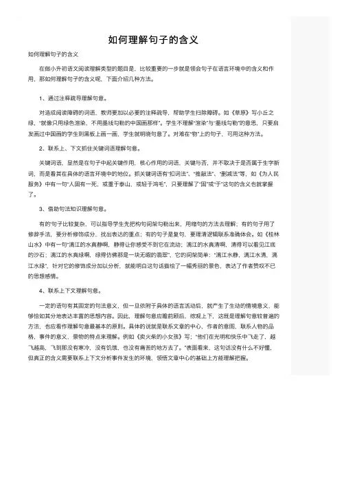 如何理解句子的含义