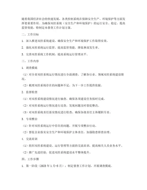 双控系统督查工作计划方案
